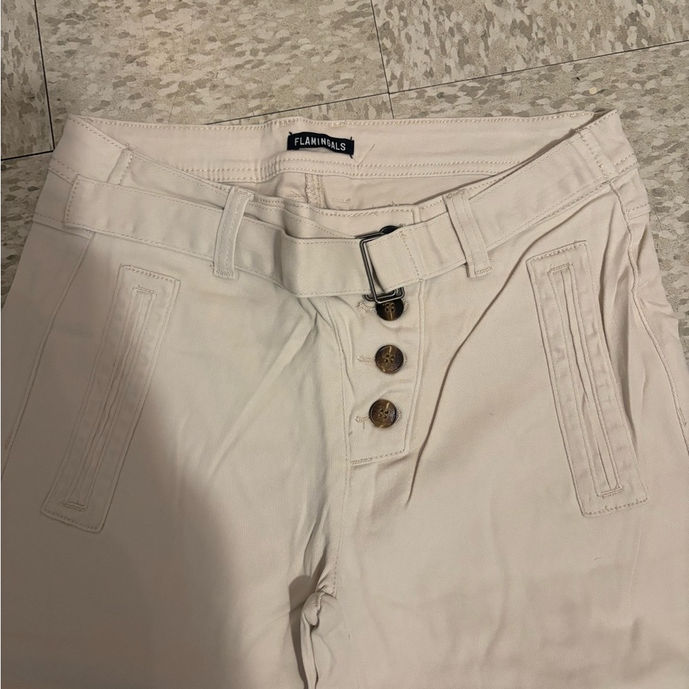 Elegant Beige Wide Leg Women's Pants - Picture 7 of 9
